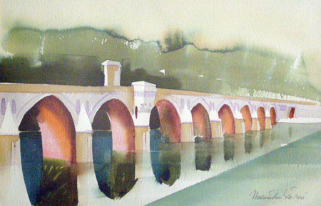 Branko Nikitovic - Visegradski most - akvarel